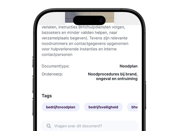screenshot van samenvatting van een document in doctopus app